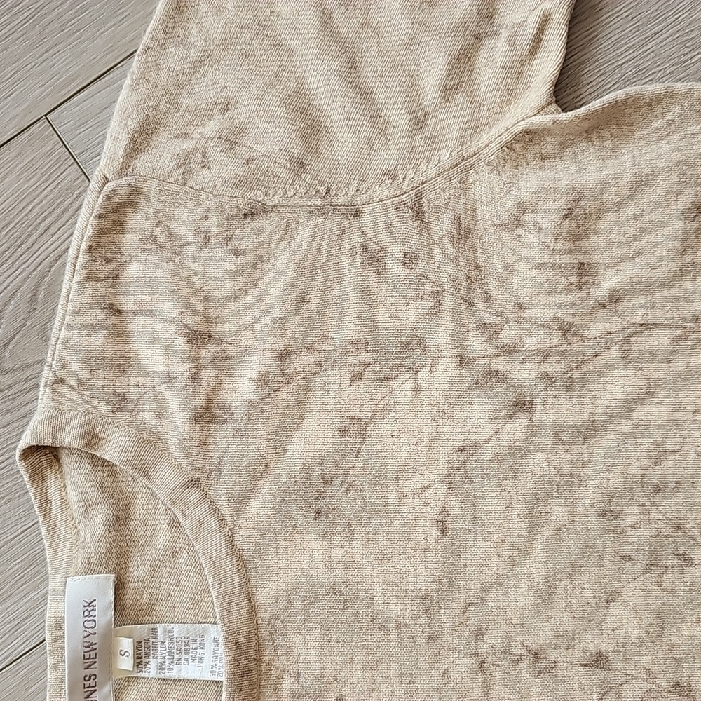 Jones NY Angora & Lambswool Scandi Girl Botanical Print Short Sleeve Shirt, Sm - Picture 4 of 12